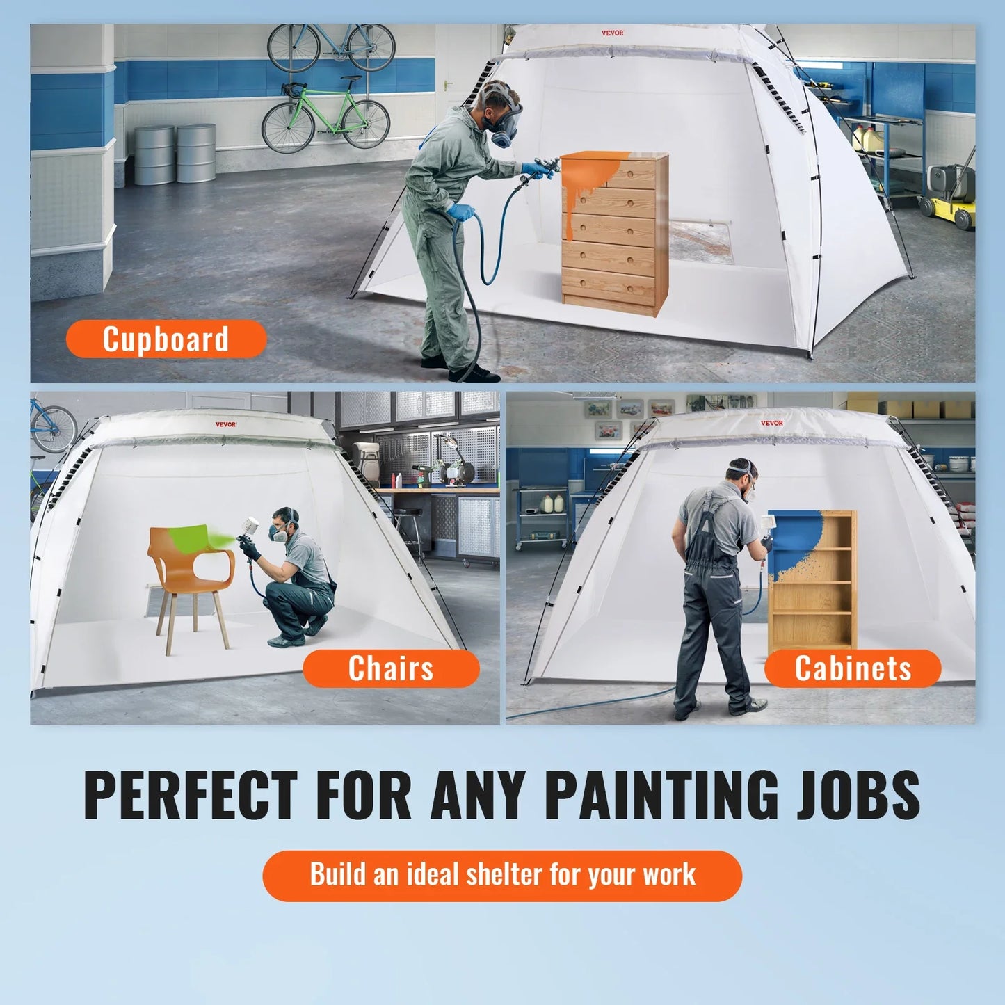 VEVOR Foldable Portable Paint Booth Shelter - Versatile Spray Painting Tent for DIY Projects and Crafts, Available in 7.5x5.2x5.2/10x7x6ft Sizes, Ideal for Furniture and Hobby Tools