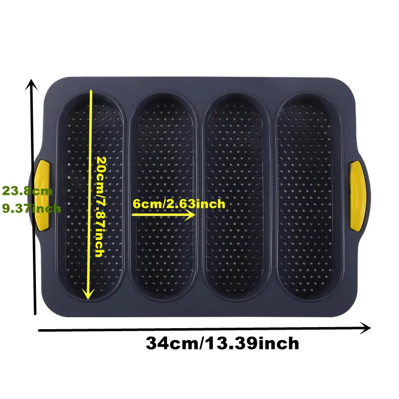 Non-Stick Silicone Hamburger Bun Mold - Food Grade Bread Loaf, Baguette and French Bread Baking Tray for Sandwiches