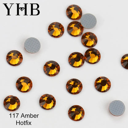YHB 101-127 Hotfix Crystal Rhinestones - Glitter Glass Flatback Gems for Bags, Shoes, Garments, Phone & Nail Art DIY