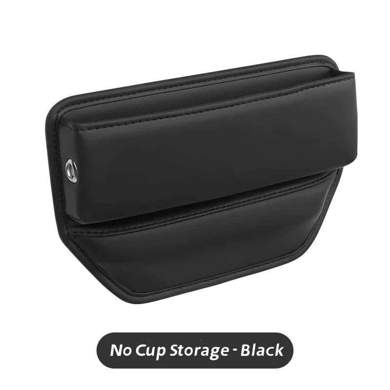 Leather Car Seat Gap Organizer – Multifunction Console Crevice Filler, Side Storage Box with Cup Holder, Car Interior Storage Pocket