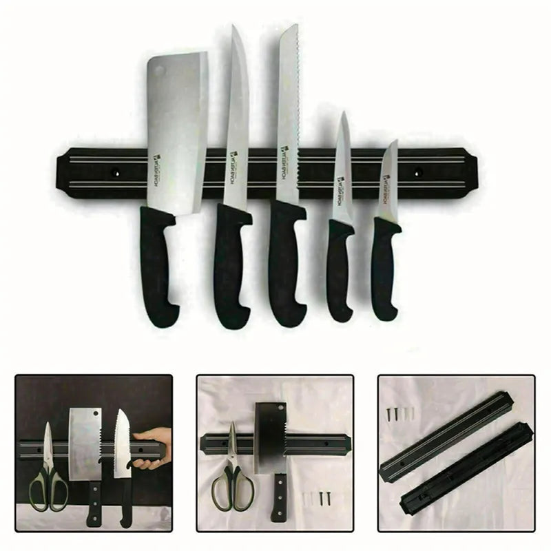 Versatile Magnetic Wall-Mounted Knife Holder and Storage Rack for Kitchen and Warehouse Tools