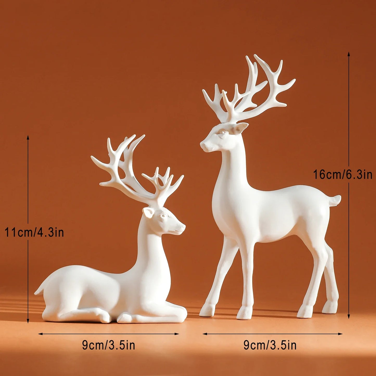 2-Piece Mother & Baby Deer Figurines – Cute Kawaii Sculptures for Kids Room & Christmas Home Decor