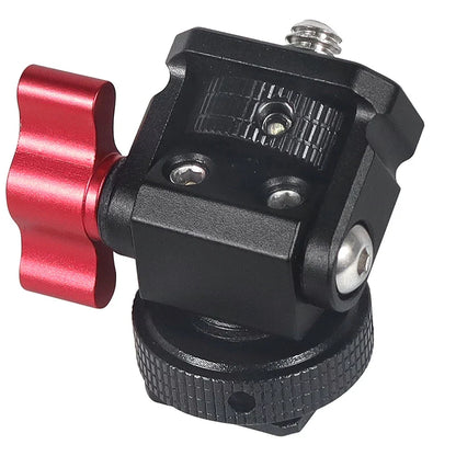 Mini Monitor Mount Holder – Swivel & Tilt Tripod Head with Cold Shoe Adapter for Flash, Microphone, and Fill Light