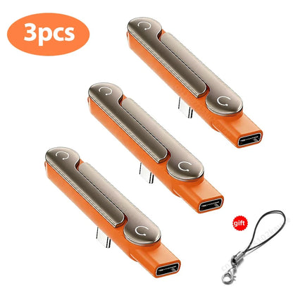 Type-C 240W Fast Charging Bracket Adapter – USB-C Male to USB-C Female OTG Converter with Foldable Holder (1/2/3PCS)