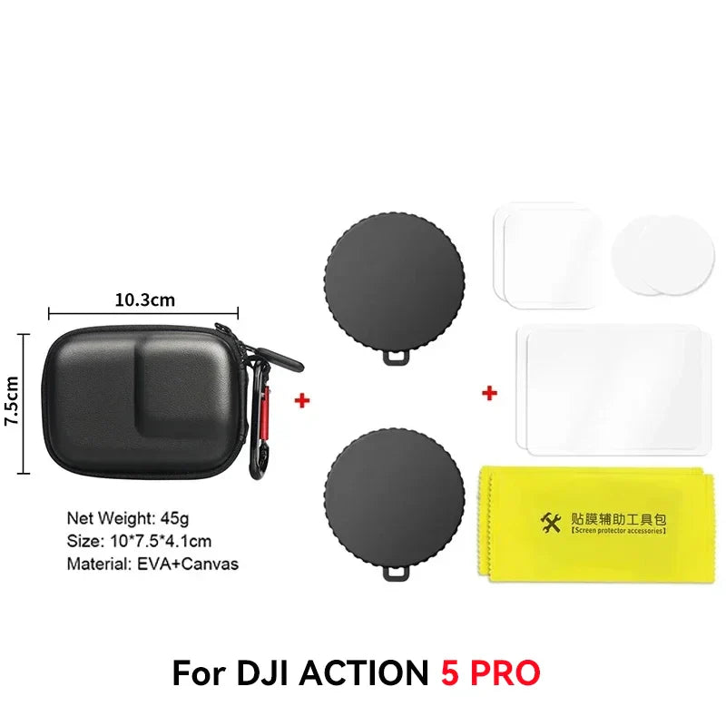 Silicone Camera Lens Dust Cover for DJI Osmo Action 4/5 Pro – Non-Slip Lens Protector with Tempered Film Accessory