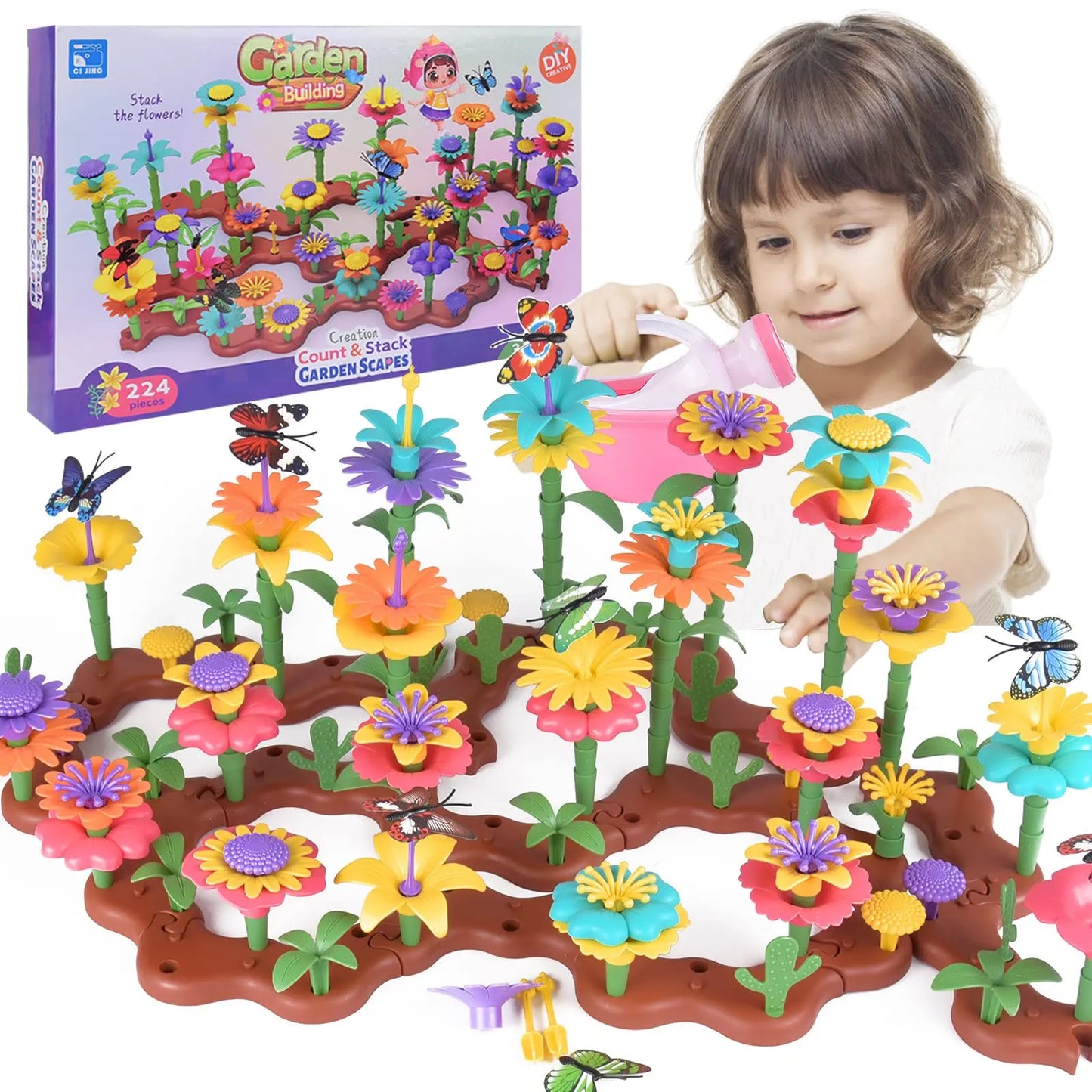 STEM Flower Garden Building Toy - Creative Educational Construction Set for Kids Ages 3-7