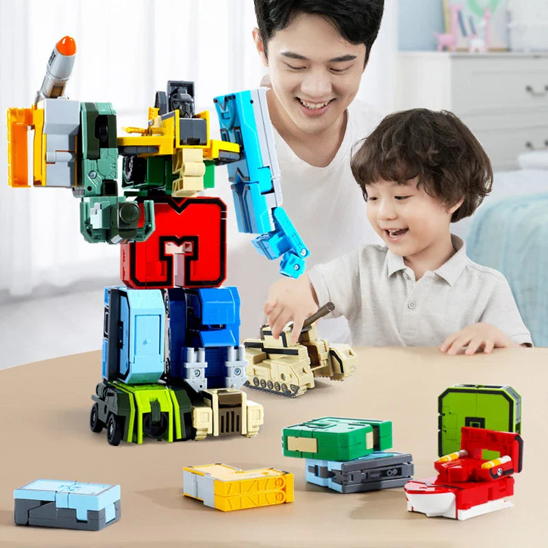 Transforming Robot Action Figure Set – Car Model Alphabet & Math Educational Deformation Toys for Kids Learning & Play