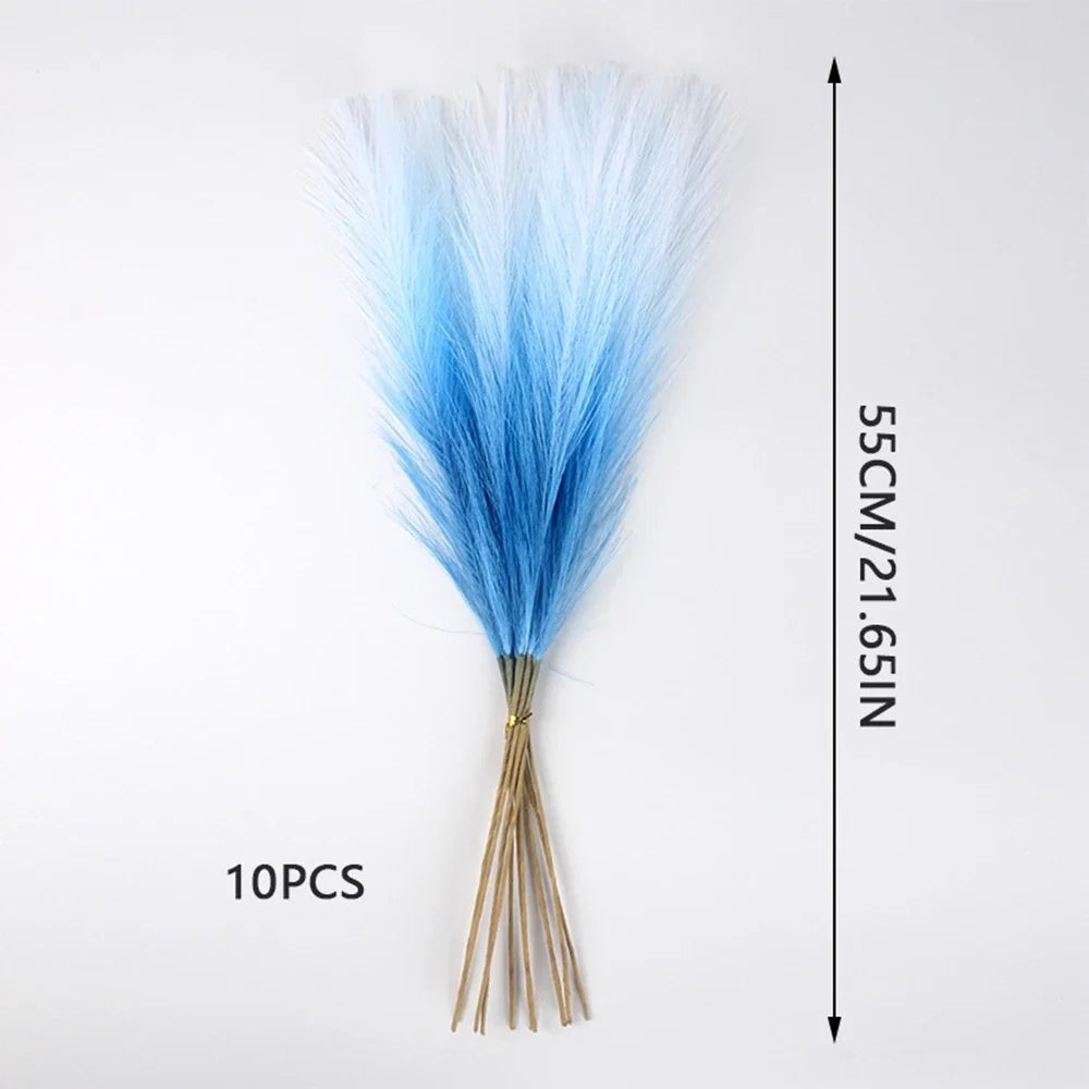 10PCS Artificial Pampas Grass – Fake Reed Flowers for DIY Floral Arrangements, Table Decor, Weddings & Home Christmas Decoration