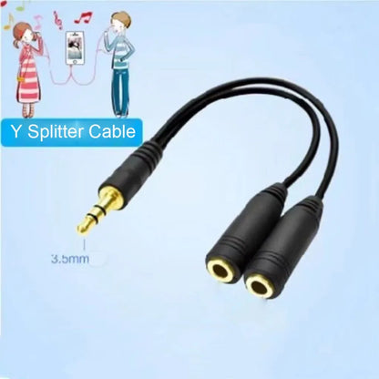 Dual Female 3.5mm Audio Y Splitter Cable 1 Male to 2 Female Adapter for Earphones Headphones MP3 MP4
