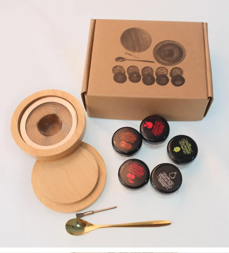 Cocktail Smoker Kit — Whiskey Wooden Smoker with Apple, Cherry, Oak & Pecan Wood Chips, Bar & Kitchen Drink Accessory
