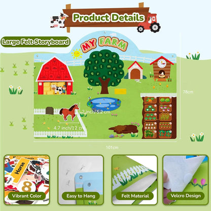 Farm Animals Felt Story Board Set – Interactive Early Learning Wall Puzzle Toys for Toddlers