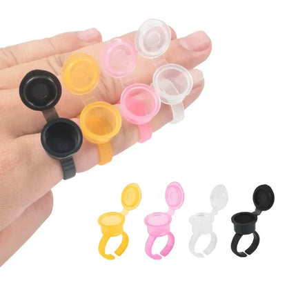 50PCS Tattoo Ink Ring Cups with Lid – Pigment Holder Containers for Eyelash Extension, Microblading & Permanent Makeup
