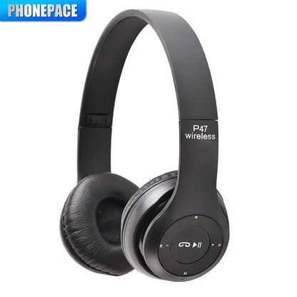 P47 Wireless Bluetooth Headphones with Mic – Noise Cancelling Stereo Earphones for Sports, Gaming & PC