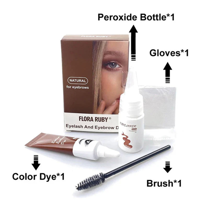 15-Minute Fast Henna Eyelash & Eyebrow Dye Tint Kit – Professional Easy Dye Gel in Brown & Black for Perfect Eyebrows