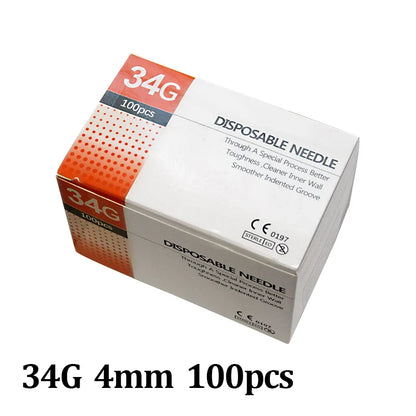 30G-34G Painless Injection Needles — Transparent Syringe Glue Clear Tip Caps, Pharmaceutical Needles (1.5/2.5/4/6mm)