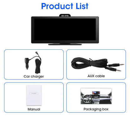 11.26-Inch 4K Dash Cam – Wireless CarPlay & Android Auto, Dual Lens DVR, Bluetooth Audio, GPS Navigation Video Recorder