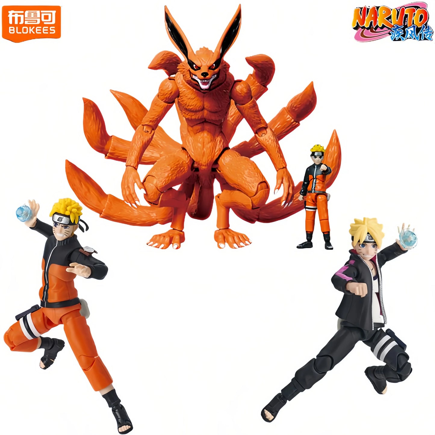 Blokees Naruto Action Figures — Uzumaki Boruto & Naruto Kurama Model Kits, Champion-Class Anime Toys & Collectible Gift Ornaments