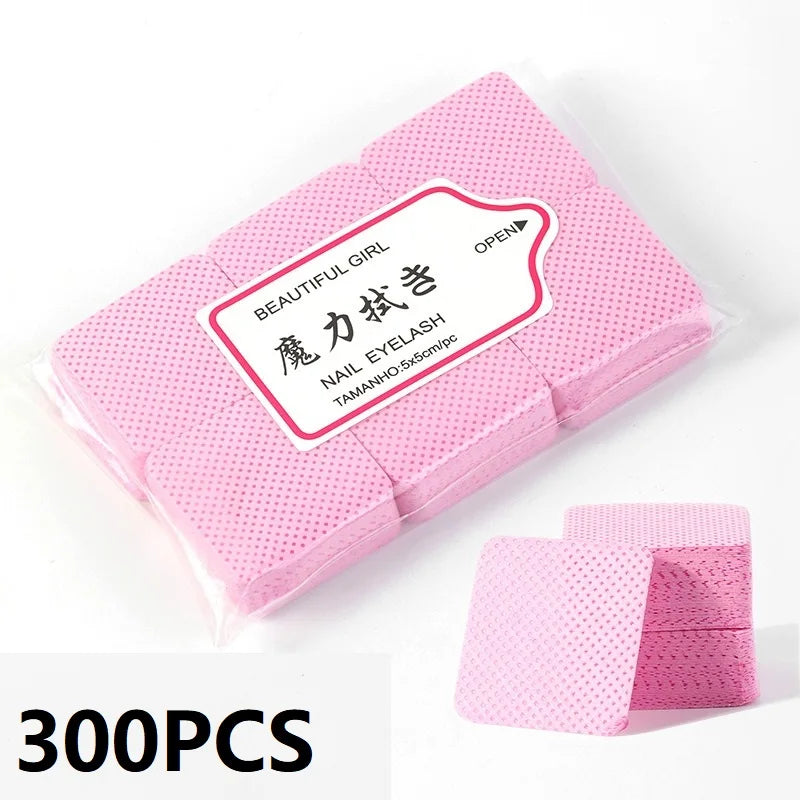 300PCS Lint-Free Nail Wipes – Cotton Pads for Manicure, Nail Cleaning & Salon Use