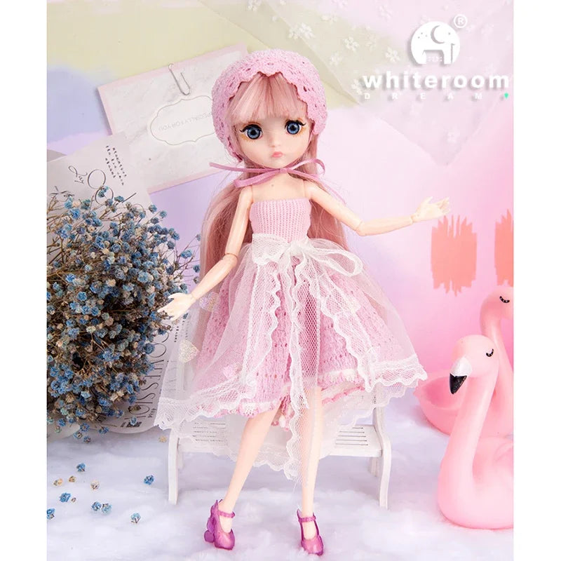 26cm BJD Doll for Girls – Purple Hair Fashion Princess with Big Eyes & Accessories Gift