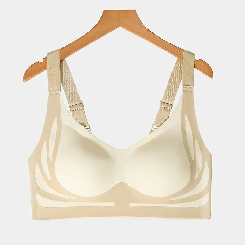 Seamless Push-Up Bra for Women – Wireless Gathered Support Full Coverage Comfort Bra with Adjustable Straps Anti-Sagging Soft Underwear