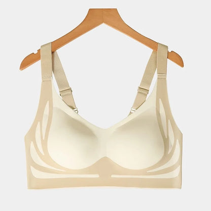 Seamless Push-Up Bra for Women – Wireless Gathered Support Full Coverage Comfort Bra with Adjustable Straps Anti-Sagging Soft Underwear