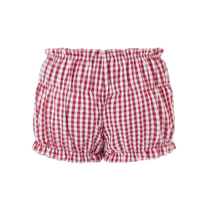Sweeten Your Style: Xingqing Red and White Plaid Shorts - Y2K Women's Clothes with Elastic Waist, Ruffles, Cake Short Design, Perfect for Lolita Pettipants