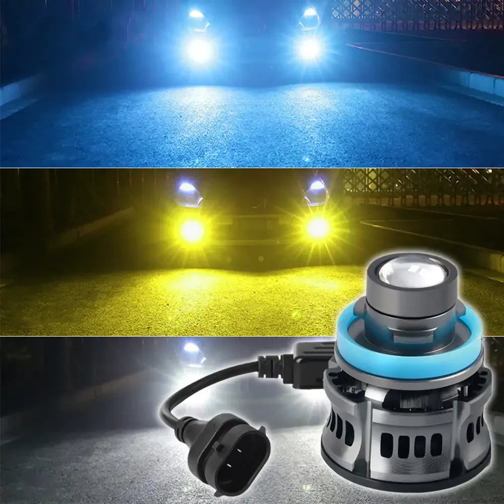 Laser Lens Car Headlight & Fog Light Bulb – H7/H8/H9/H11/9006 HB4 LED, White/Yellow/Ice Blue