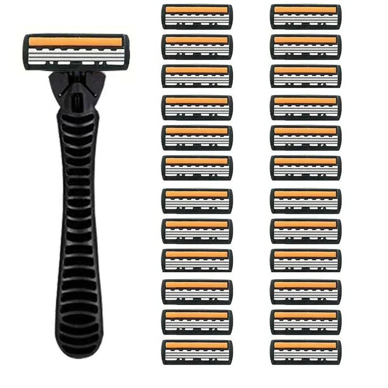 3-Layer Stainless Steel Manual Razor for Men – Washable Travel & Home Shaver for Daily Face Care