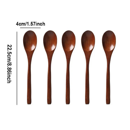 5/6PCS Nanmu Wooden Spoon Set – Japanese Style Kitchen Utensils, Tableware Cutlery for Festival & Dinnerware Gift