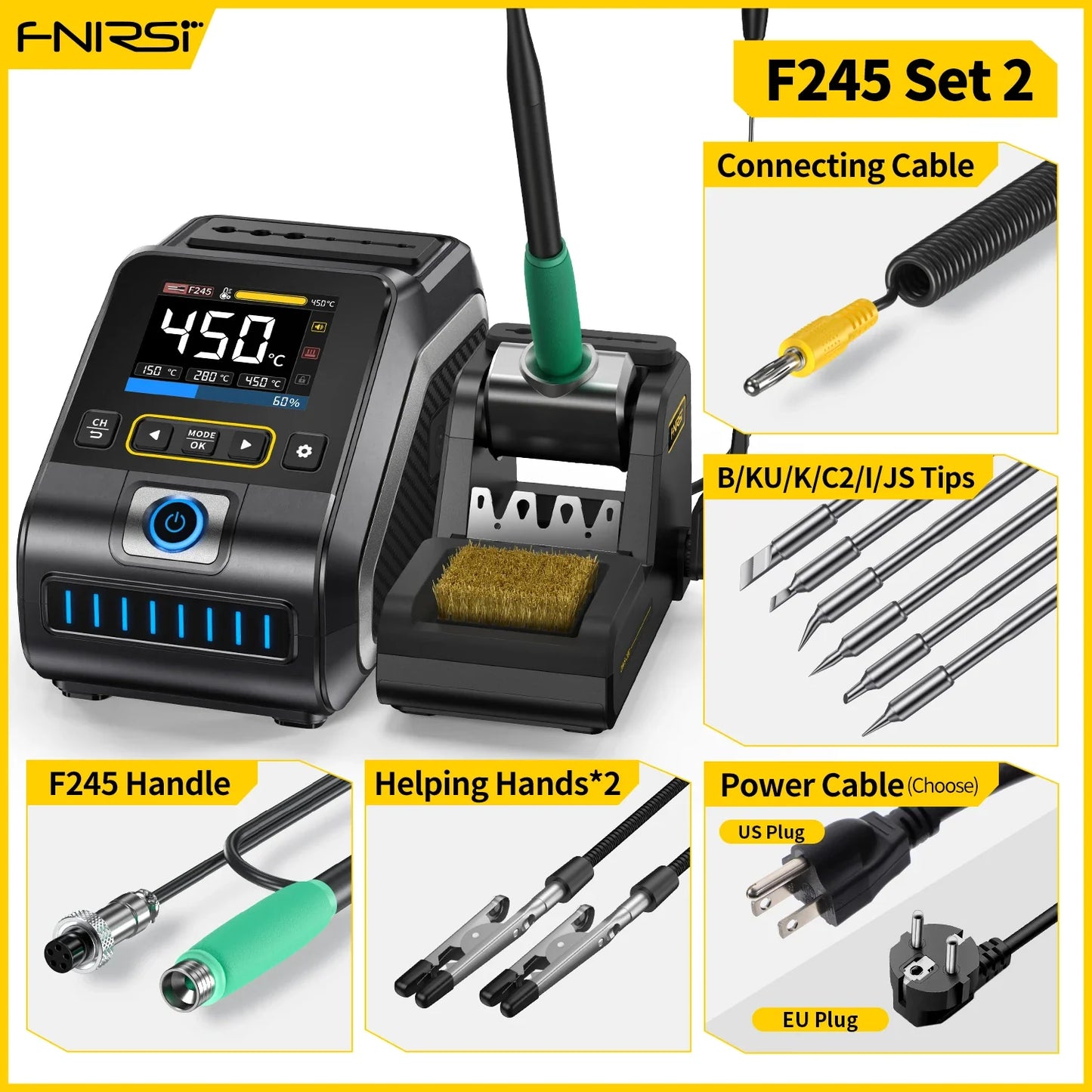 FNIRSI DWS-200 200W Power Soldering Iron Station | C210 C245 Handle for Electronic Welding & Rework