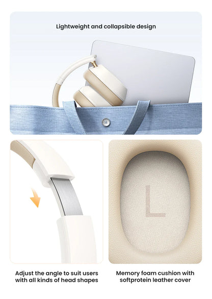 UGREEN Choice Max5c Wireless Bluetooth Headphones — 43dB ANC, Hi-Res LDAC, 75H Battery & Spatial Audio Earbuds