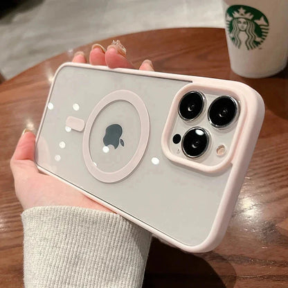 Acrylic Magnetic Clear iPhone Case – Hard Back Cover with MagSafe Wireless Charging, Pink, Fits iPhone 11-16 Pro Max & Plus