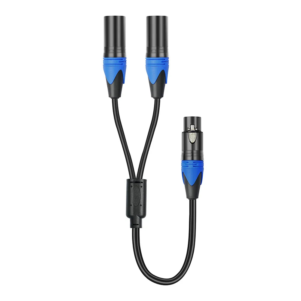 50cm XLR Splitter Cable – 1 XLR Female to 2 XLR Male Y Cable for Microphone, Amplifier & Mixer