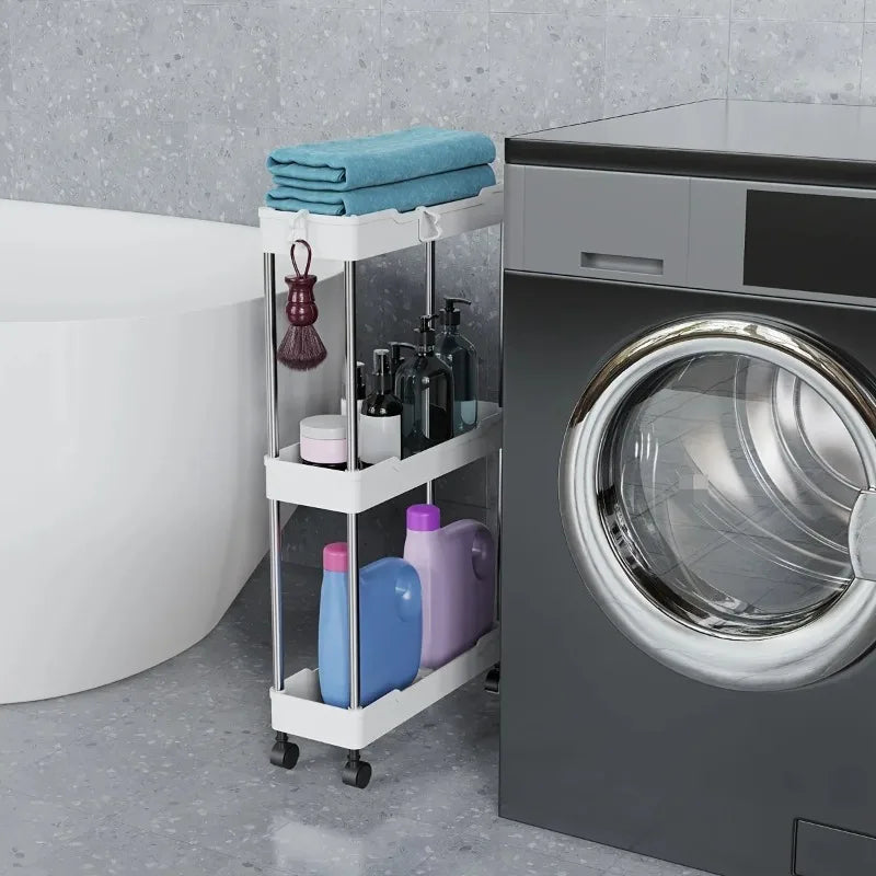 Rolling Bathroom Storage Rack: 3/4 Layer Utility Cart with Wheels - Multi-Purpose Organizer for Bathroom Storage