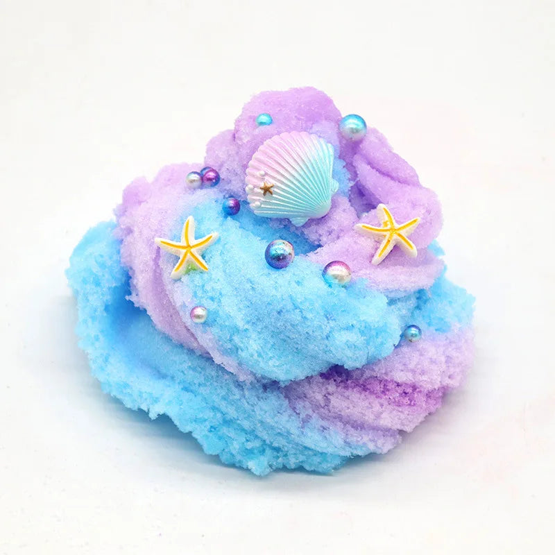 DIY Slime Set for Kids — Non-Sticky Cloud Slime with Ice Cream Cone Scent, Rainbow Charms & Stress-Relief Party Toys