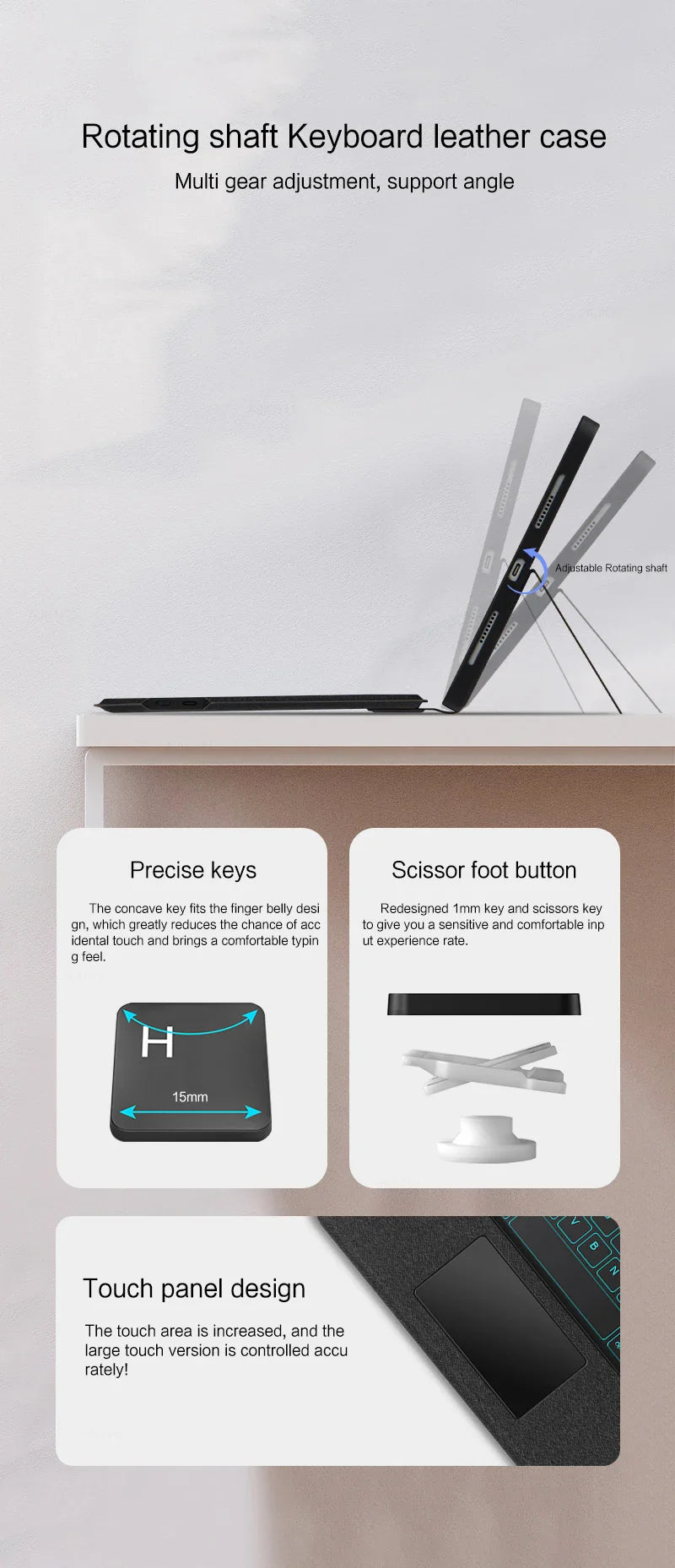 AJIUYU Keyboard Case for iPad Pro 11" & 12.9" (2018-2022) – Backlit Smart Keyboard with TouchPad for iPad Air & 10.2"