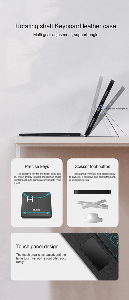 AJIUYU Keyboard Case for iPad Pro 11" & 12.9" (2018-2022) – Backlit Smart Keyboard with TouchPad for iPad Air & 10.2"