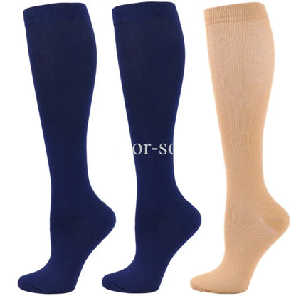 3 Pairs Knee High Compression Socks – Anti-Fatigue Support Stockings for Varicose Veins, Pain Relief & Sports Recovery (Men & Women)