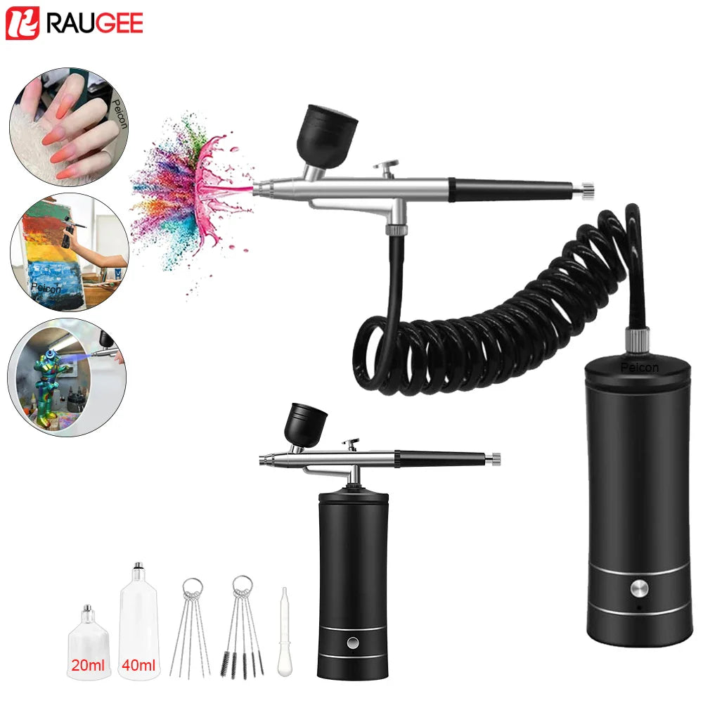 Portable Airbrush Nail Compressor — Wireless Spray Gun for Nail Art, Crafts & Model Painting