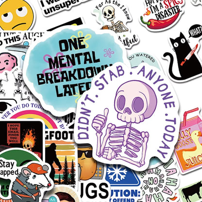 100PCS Cartoon MEME Stickers — Snarky Decals for Phone, Scrapbook, Skateboard, Suitcase, Refrigerator & Graffiti Aesthetic
