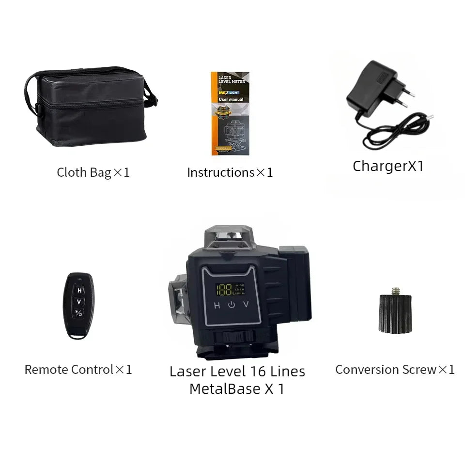 16-Line Green Laser Level — Professional Self-Leveling 360° Tripod Laser Nivel Autonivelant