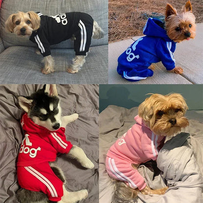 Adidog Dog Jumpsuit - Warm Hoodie Sweatshirt for Puppies, Pet Clothes for Yorkies and French Bulldogs, Stylish Coat Jacket