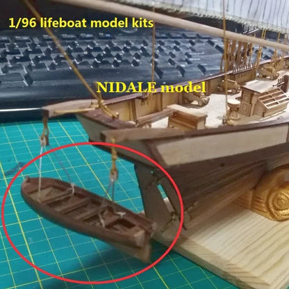 1/96 Mini Wooden Lifeboat Model Kit – Hand-Assembled Boat Toy