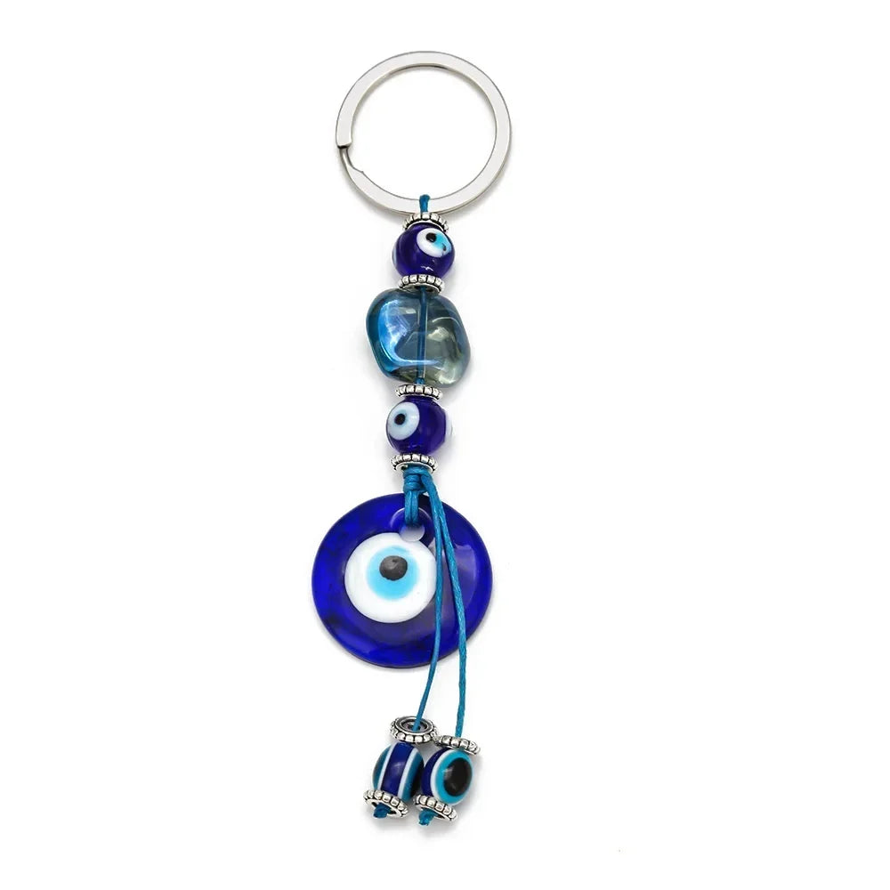 Lucky Eye Fatima Hand Keychain – Alloy Tree of Life Elephant Owl Blue Turkish Evil Eye Car Keyring Jewelry for Men & Women Gift