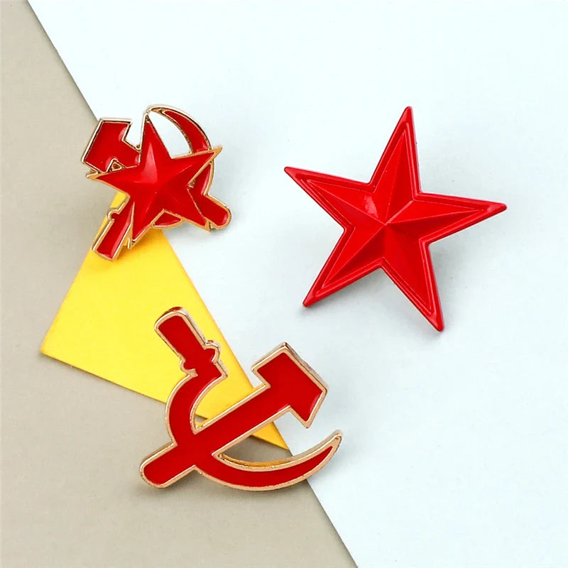 Raised Fist of Solidarity Enamel Pin – USSR Revolution Star Sickle & Hammer Brooch Badge for Bags, Jackets & Collectible Jewelry Gift