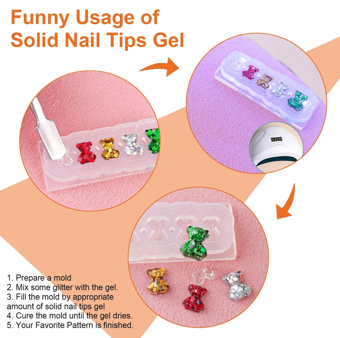 8g Multifunctional Solid Nail Tips Gel – Non-Stick Rhinestone Gel Glue for DIY Home Manicure