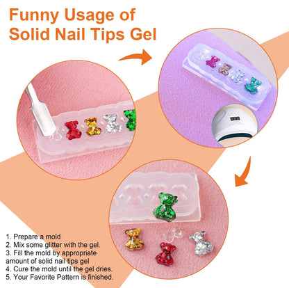 8g Multifunctional Solid Nail Tips Gel – Non-Stick Rhinestone Gel Glue for DIY Home Manicure