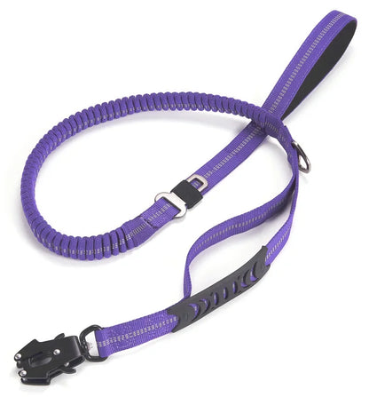 Reflective Shock Absorbing Bungee Dog Leash with Car Seatbelt – Heavy Duty No-Pull Leash for Large Dogs