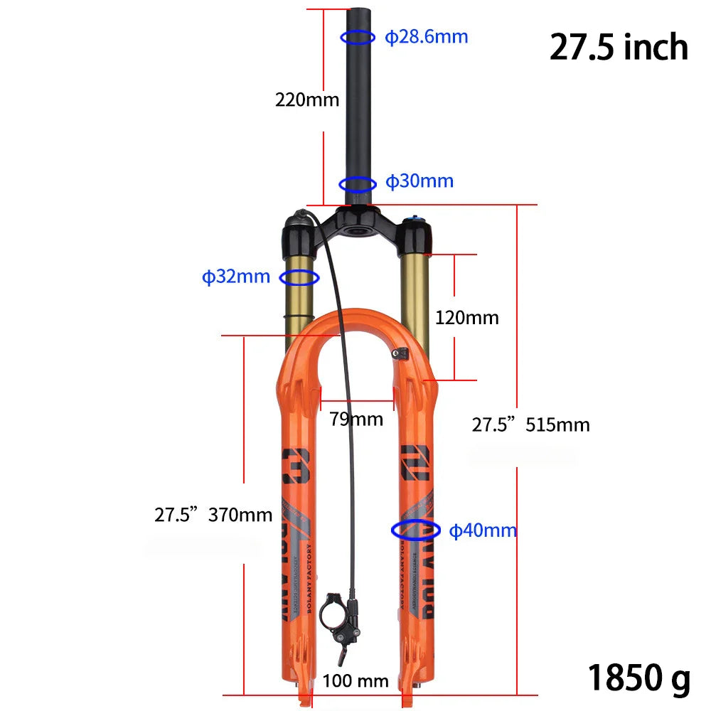 BOLANY Mountain Bike Fork – 29 Inch MTB Air Suspension, Shock Absorbing Fork for Downhill & MTB Bikes