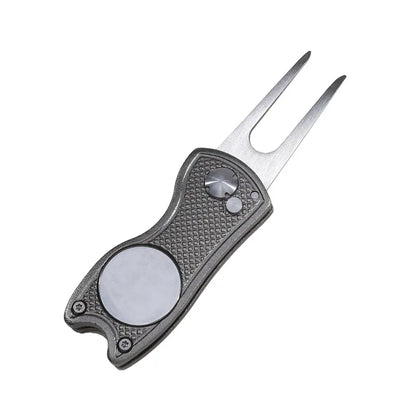 Foldable Golf Divot Repair Tool – Ball Marker & Groove Cleaner Putting Green Fork Accessory